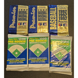 Lot of 6 Sealed Baseball Card Packs 1992 Premier & 1990 Pre-Rookie Minor League